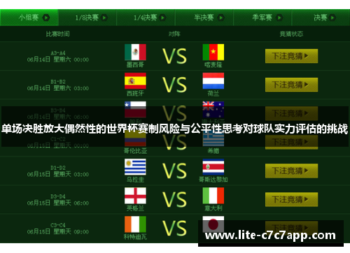 单场决胜放大偶然性的世界杯赛制风险与公平性思考对球队实力评估的挑战 单场决胜放大偶然性的世界杯赛制风险与公平性思考对球队实力评估的挑战